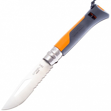Нож Opinel №8 Outdoor Earth, нержавеющая сталь, рукоять пластик, оранжевый