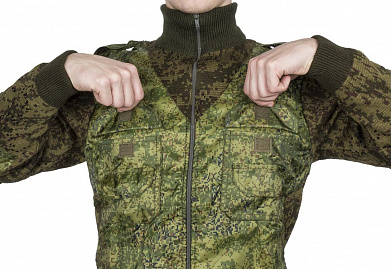 Куртка с трикотажной вставкой , цифровая флора