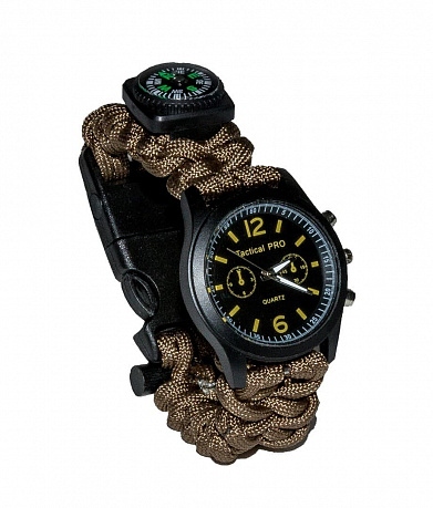 Часы Tactical Pro, браслет паракорд, brown