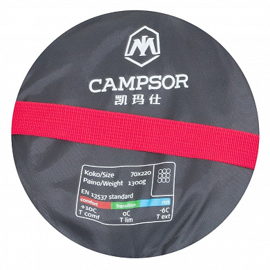 Спальный мешок Campsor -6˚С, левый, red