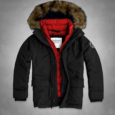 Куртка A&F зимняя, мод. 8015, black/red