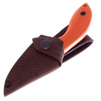 Нож Kizlyar Supreme Hammy Niolox SW (StoneWash, G10 Оранжевая рукоять, кожаный чехол)
