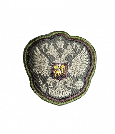Нашивка на липучке "Герб России",олива