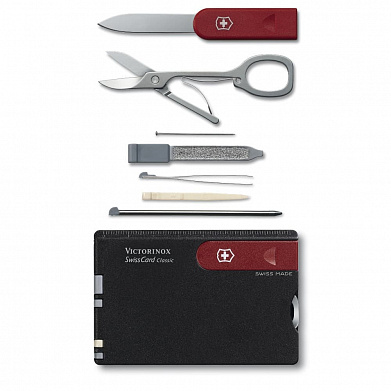 Набор Victorinox швейцарская карточка SwissCard Classic, черная/красный