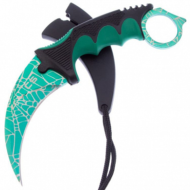 Нож керамбит зелено-черный CS0091, сталь 420