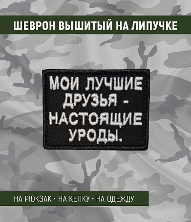 Нашивка на липучке "Мои Лучшие Друзья...", маленькая, прямоуг., фон черный