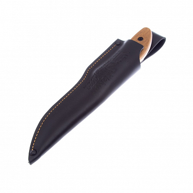Нож Kizlyar Supreme Flint AUS-8 SW (Stonewash, Дерев. рукоять, Кожаный чехол)