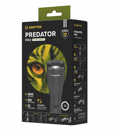 Фонарь ArmyTek Predator Pro Magnet USB Белый
