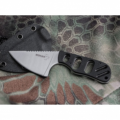 Нож Boker Plus SFB Neck - нож с фикс. клинком, черная рук-ть G-10, сталь 440C