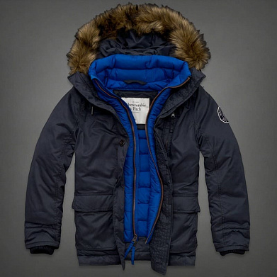 Куртка A&F зимняя, мод. 8015, black/blue