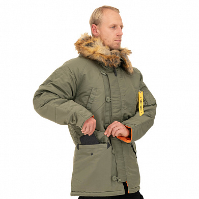 Зимняя мужская куртка аляска N-3B, sage_green