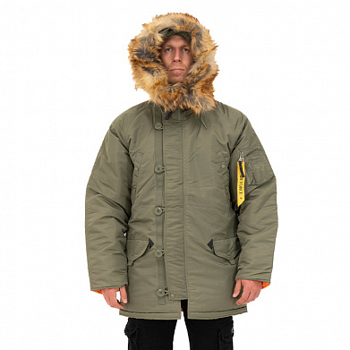 Зимняя мужская куртка аляска N-3B, sage_green