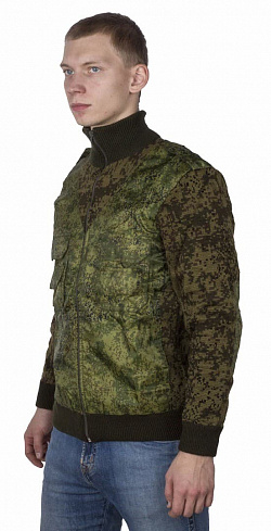 Куртка с трикотажной вставкой , цифровая флора