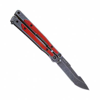 Нож-бабочка Mr.Blade "MadCap", black s/w, сталь AUS-8, рукоять G10, красный 