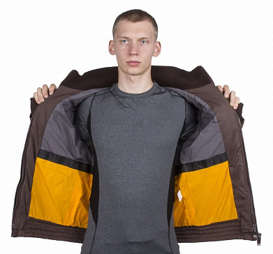 Куртка JEEP AFS арт.CSM-1915, коричневая, желтая подкладка