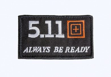 Нашивка на липучке "5.11 ALWAYS BE READY" черная