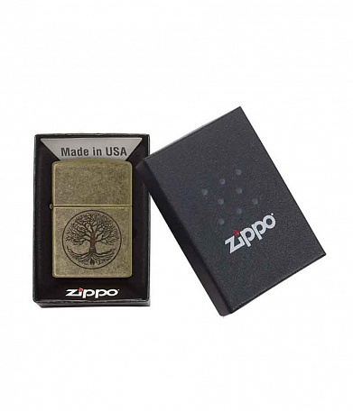 Зажигалка Zippo Classic 29149 Antique Brass "Древо жизни"