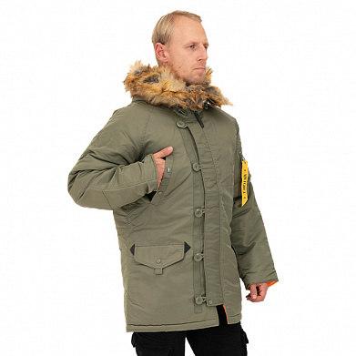 Зимняя мужская куртка аляска N-3B, sage_green