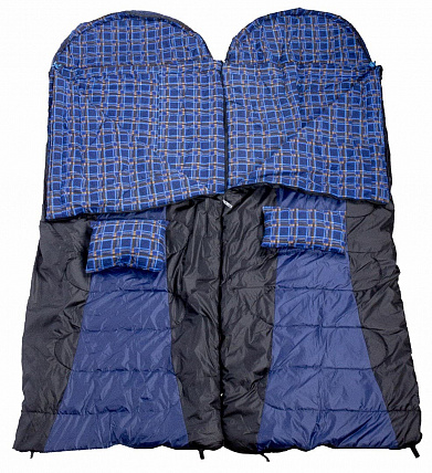 Спальник "Аляска" Элит одеяло с подголовником (до -3˚С), Черный/синий