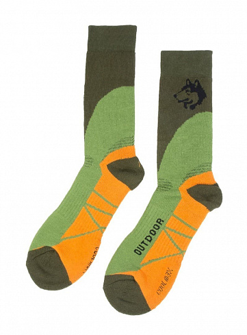 Носки "Jungle King", coolmax, olive/orange