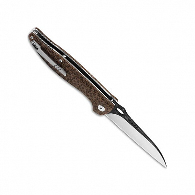 Нож QSP Locust,сталь 154CM, рукоять коричневая микарта