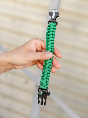 Браслет из паракорда (пряжка со свистком, компасом, огнивом) Tactical Pro, green