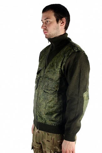 Куртка с трикотажной вставкой ,олива/цифра