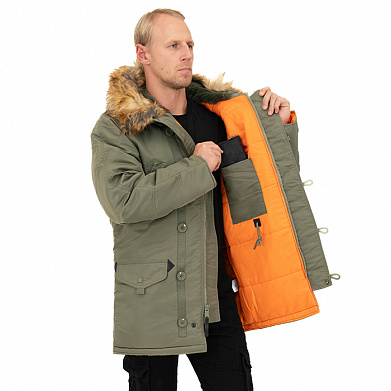 Зимняя мужская куртка аляска N-3B, sage_green