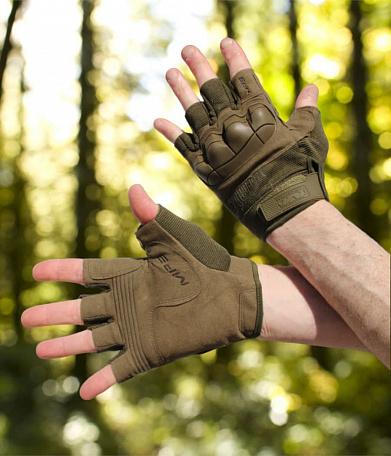 Перчатки Mechanix M-Pact 3 Ultimate Impact Protection, без пальцев, olive