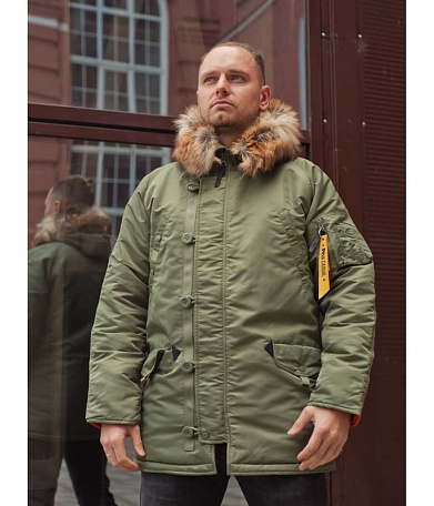 Зимняя мужская куртка аляска N-3B, sage_green