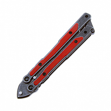 Нож-бабочка Mr.Blade "MadCap", black s/w, сталь AUS-8, рукоять G10, красный 