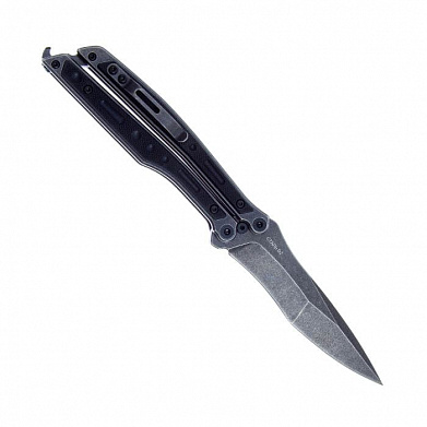 Нож-бабочка Нокс "Эльф", сталь D2, пок. Blackwash, рук. Black G10