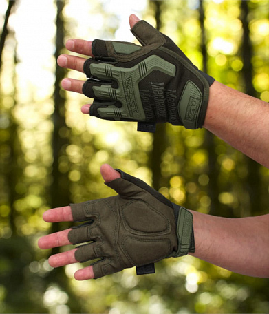 Перчатки mechanix m-pact fingerless, olive/olive