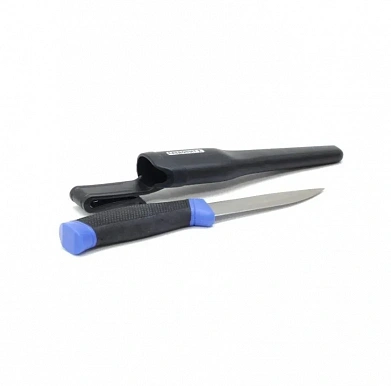 Нож разделочный "Следопыт" универсальный, прорезиненная ручка, дл. клинка 100 мм, в чехле