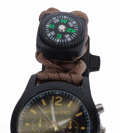 Часы Tactical Pro, браслет паракорд, brown