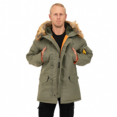 Зимняя мужская куртка аляска N-3B, sage_green