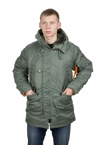 Куртка N3B TIGHT HUSKY II sage green/orange