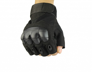 Перчатки тактические с мягкой вставкой A10, без пальцев, black