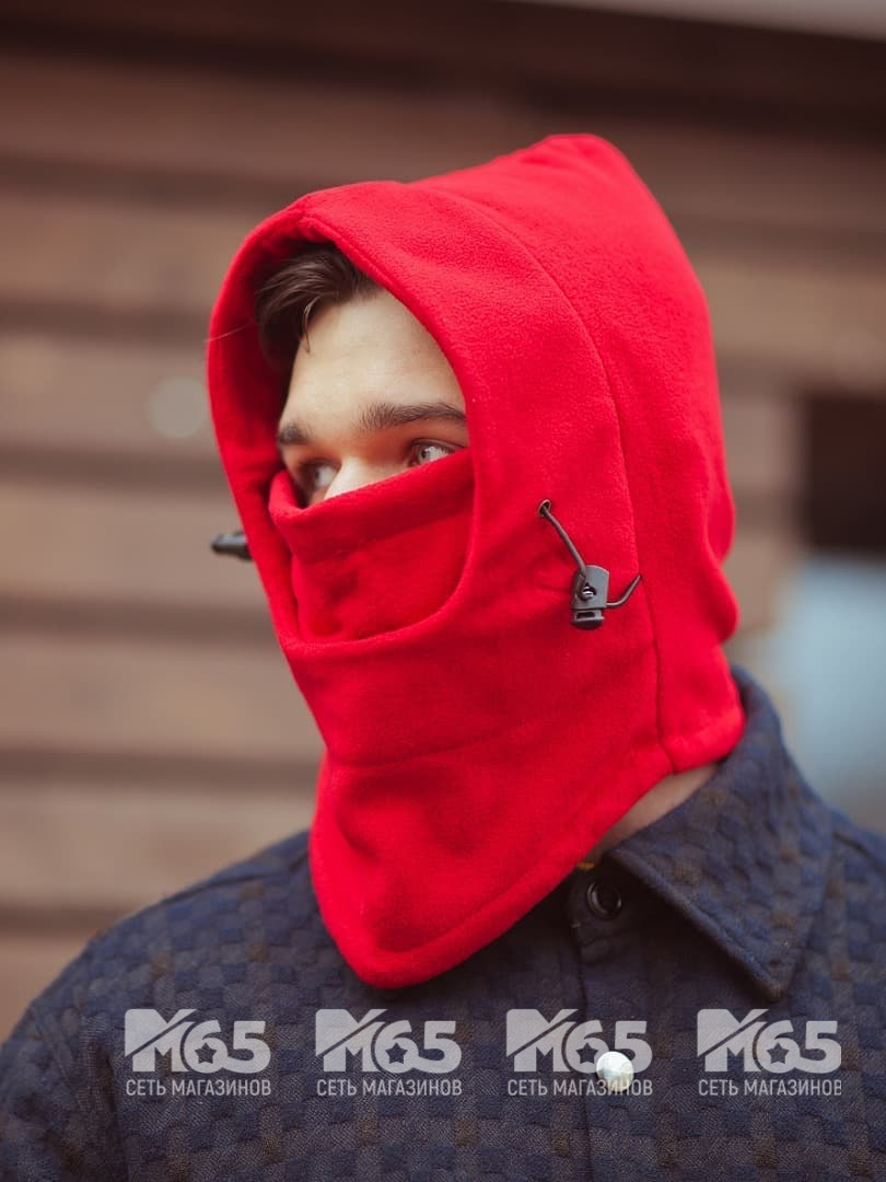 Балаклава-шарф , флисовая, red