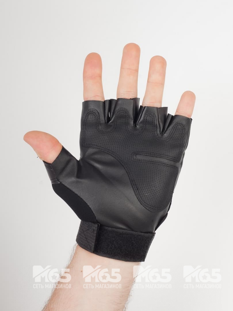 Перчатки тактические с мягкой вставкой, без пальцев, black